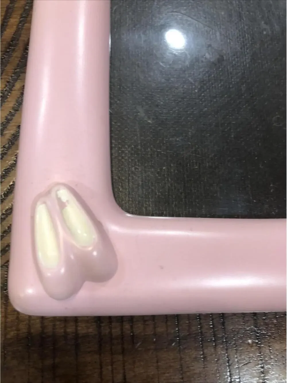 Vtg Pink ceramic‎ Photo frame with pink shoes 4